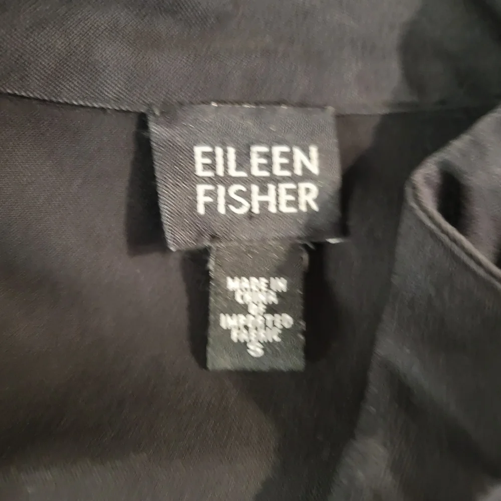 Eileen Fisher Cinched Waist Zip Up Black Jacket